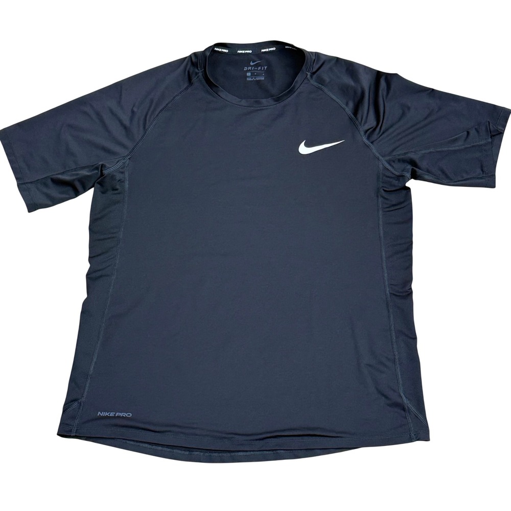 Nike Dri-FIT Pro Short Sleeve Shirt Mens Large Black Running Active Gorpcore EUC